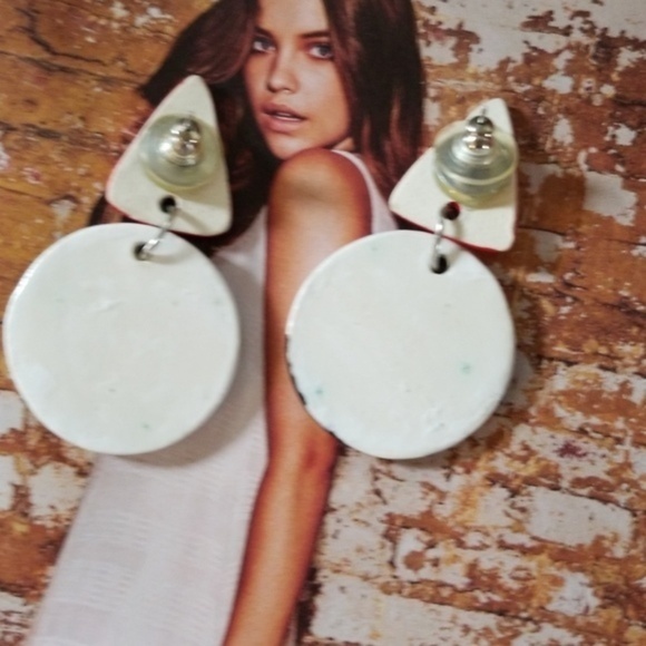 Artisan vintage‎ ceramic circle earrings - Picture 2 of 6